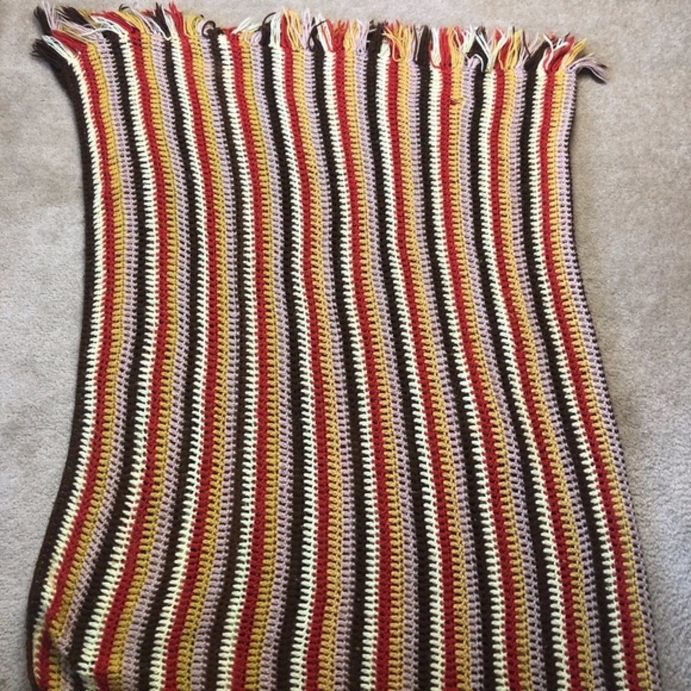 Vintage Handmade Striped Afghan Blanket